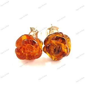 Aros Rosa de Ámbar y Plata