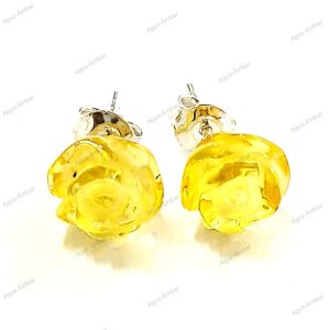 Aros Rosa de Ámbar y Plata