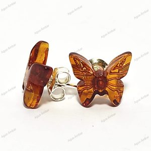 Aros Mariposa Ámbar Coñac