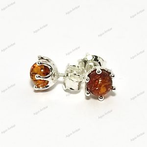 Aros Esfera Ámbar Coñac y Plata