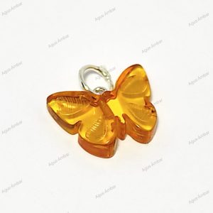 Colgante Mariposa Ámbar Miel y Plata