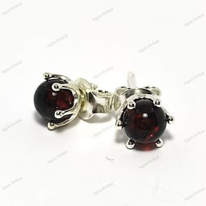 Aros Esfera Ámbar Cherry y Plata