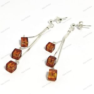 Aros Cubos ¨de Ámbar y Plata
