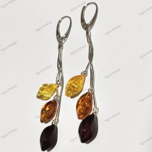 Aros de Ámbar y Plata Esfera torcida Multicolor