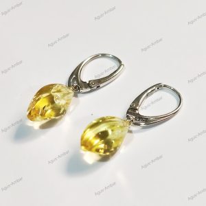 Aros de Ámbar Báltico y Plata Esfera Torcida Limón